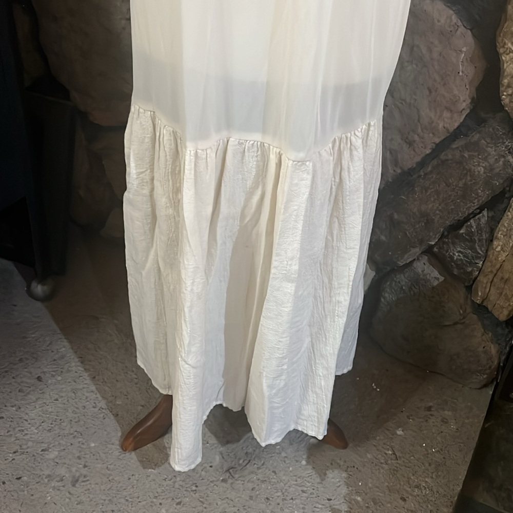 White Crochet Maxi Dress with Fringe - Picture 4 of 6